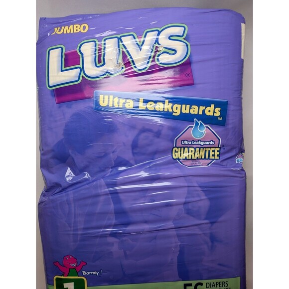 Luvs Vintage 2002 Size 1 Barney Diapers Ultra Leakguards SEALED New 56 Vtg Rare - Picture 3 of 16
